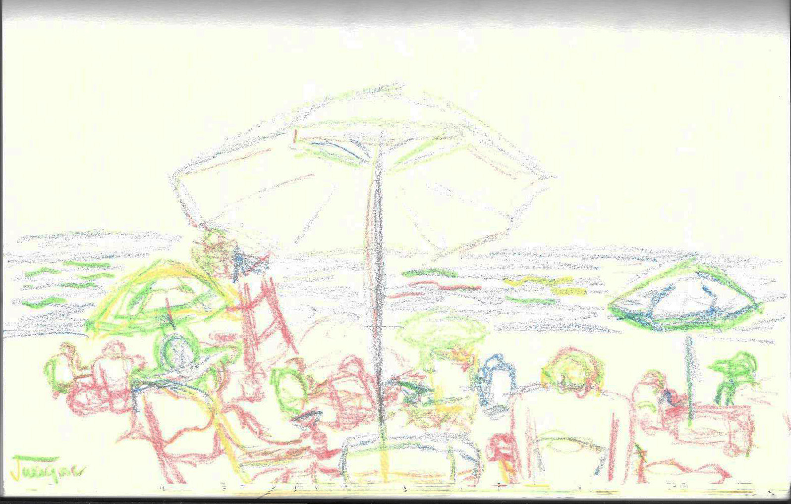 Beach colored pencile sketch